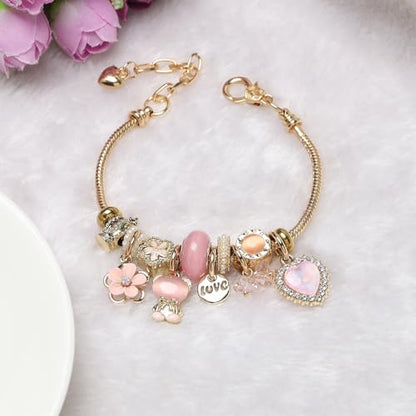 DS Charm Bracelets for teen girls exquisite cute cartoon friendship bracelet Gold Stainless Steel Bangle birthday Gift box Adjustable little girls kids jewelry holiday gifts - style: GOLD-3