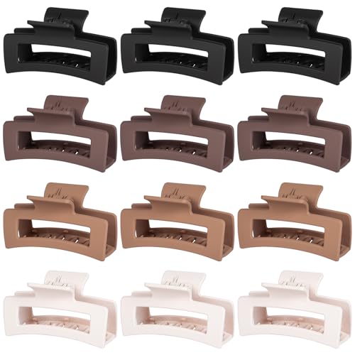 12 Pack Hair Clips for Women, Medium Claw Clips for Thin Thick Hair, Strong Hold Matte Finish – Brown - color: Brown