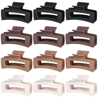 12 Pack Hair Clips for Women, Medium Claw Clips for Thin Thick Hair, Strong Hold Matte Finish – Brown - color: Brown
