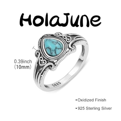 Boho Turquoise Ring for Women Sterling Silver Western Style Statement Ring Bohemian Jewelry Gifts - style: Turquoise-D