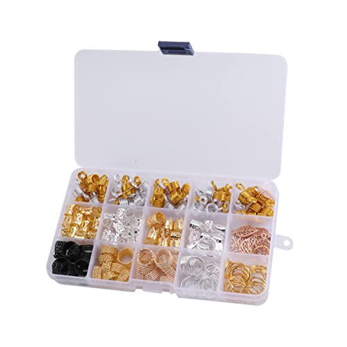 Dreadlocks Metal Hair Cuffs Aluminum Hair Coil Extensions Braiding Beads Set Adjustable for Styling