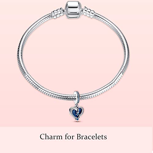 MITSOKU 925 Sterling Silver Charms for Bracelets Necklaces Animal prototype Pendant Safety Chain Dangle Pendants Beads Christmas Day Charms Jewelry Gift for Women - style: Celestial Shooting Star Heart Double Dangle Charm