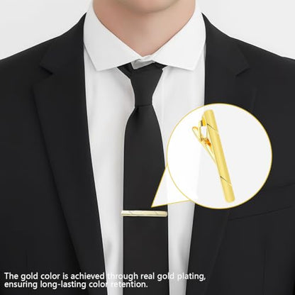 Erioctry Mens Stainless Steel Tie Clips Minimalist Necktie Tie Bar Clasp Clip Clamp Pins Best Gift For Men Business Party Wedding Best Gift and Daily Life - color: Gold