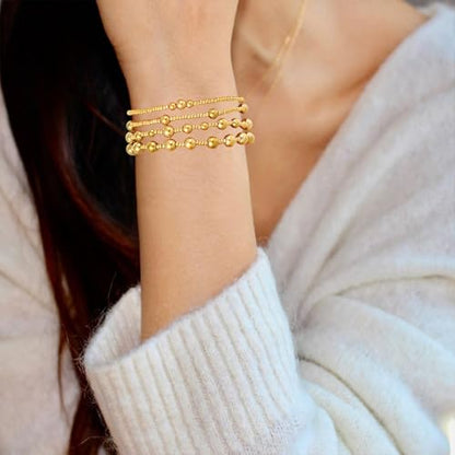 Dainty Gold Plated Pearl Crystal Beaded Bracelets Set for Women 14K Gold Plated Bead Pearl Beads Bracelet Stackable Paperclip Link Chain Bracelets Gold Plated Bracelets for Women Trendy Jewelry - color: Style9-multi layer-4pcs