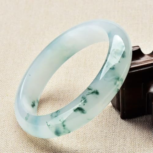 Jade Bangle Bracelet for Women, Burmese Emerald Old-pit Orchid with Floating Green Design, Nice for a Female Friend's Birthday Gift - size: 62mm