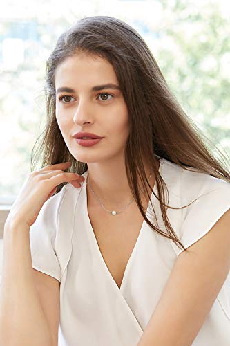 Turquoise or Pearl Bar Choker Necklace Pearl or Turquoise Beads Necklace Jewelry for Women - size: 14 Inch, style: Single White Pearl Beads