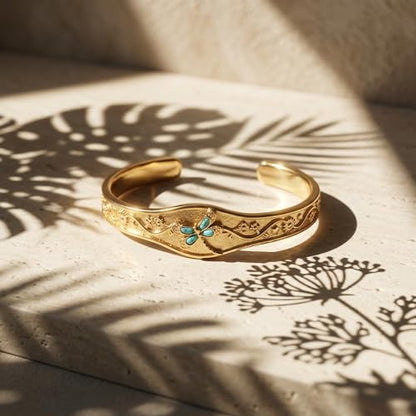 Dragonfly Cuff Bracelet 14K Gold Plated Dragonflies Bangle Bracelet Dragonfly Jewelry Gifts for Women