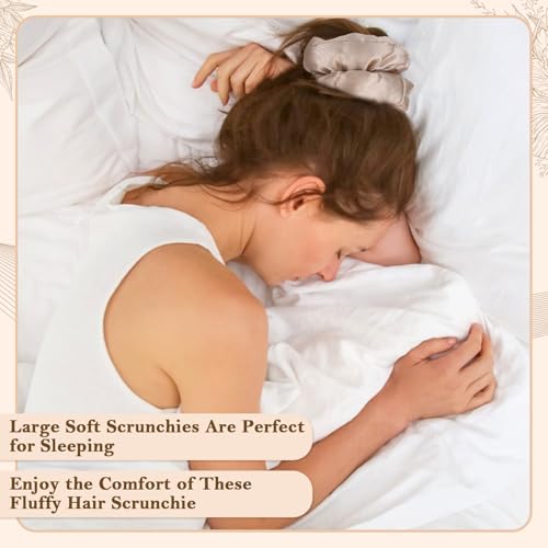 4Pcs Large Satin Hair Scrunchies, Big Pillow Scrunchies for Women Girls Silk Sleepy Scrunchie Ponytail Holders for Thick Hair - color: Elegant Colors