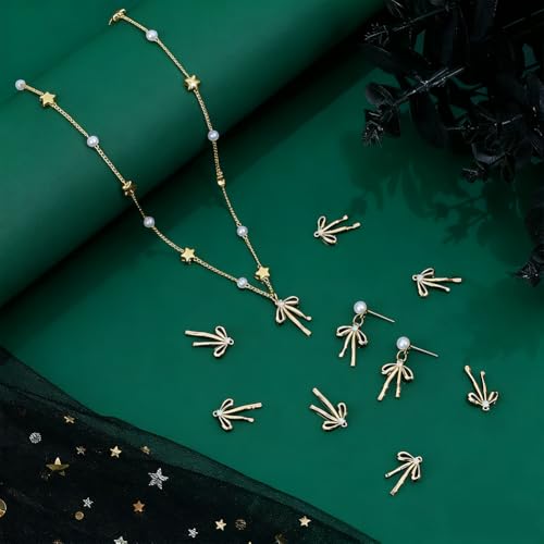 BENECREAT 10pcs Real 18K Gold Plated Brass Bowknot Charms, 19x13x2.5mm Micro Pave Clear Cubic Zirconia Pendants for Earrings Necklaces, Wedding Festival Gift DIY - color: Bowknot