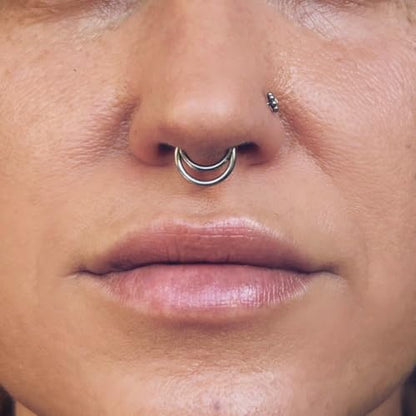 16G Septum Ring Hinged Septum Clicker Nose Ring Septum Piercing Jewelry - color: Circle-gold, size: 10mm