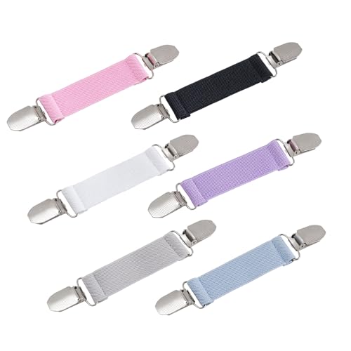 6 Pieces Dress Clips Back Cinch Set,5.5inch Scarf,Sweater,Clothes,Shawl,Retro Cardigan Collar,Travel Hat,Dress Shirt Brooch Clip for Women Girl Decor - color: Black, White, Light Gray, Pink, Light Blue, Purple