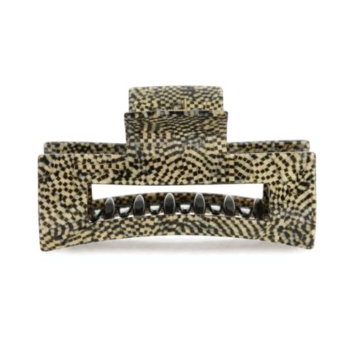 France Luxe Large Cutout Rectangle Claw Clip, For Thick Hair, Opera Silver | Made for Fuller Hair, Handmade in France, Cellulose Acetate Claw Clip, Hair Accessories Women - color: Opera Silver