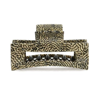 France Luxe Large Cutout Rectangle Claw Clip, For Thick Hair, Opera Silver | Made for Fuller Hair, Handmade in France, Cellulose Acetate Claw Clip, Hair Accessories Women - color: Opera Silver
