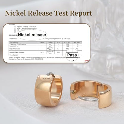 Limerencia Implant Grade Titanium Chunky Wide Huggie Hoop Earrings | Hypoallergenic,G23 Pure Titanium,Waterproof,Thick Huggie for Sensitive Ears - color: Rose Gold