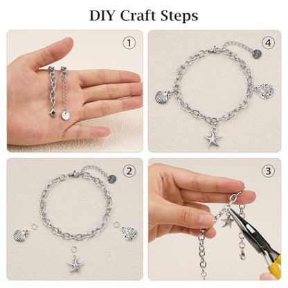 KYUNHOO 10 PCS Bracelet Chains for Jewelry Making 6.7 Inches Bracelets Bulk | Stainless Steel Bracelets Making Chains 6.7 Inches Oval Link Chain Bulk with Extender for Men Women DIY Bracelets Crafts - color: Silver
