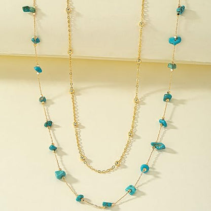 Gold Turquoise Waist Chain for Women Boho Layered Belt Chain Irregular Stone Belly Body Chain Summer Bikini Sexy Body Chain Festival Rave Body Accessories - color: Turquoise Blue