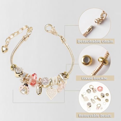 DS Charm Bracelets for teen girls exquisite cute cartoon friendship bracelet Gold Stainless Steel Bangle birthday Gift box Adjustable little girls kids jewelry holiday gifts - style: GOLD-10