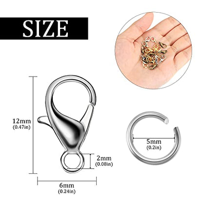 600 Pieces Lobster Clasps and Open Jump Rings Set Lobster Claw Clasps and Closures for Jewelry Making and Bracelets Bracelet Hooks Jewelry Clips(Mixed Colors) - color: Mixed Colors