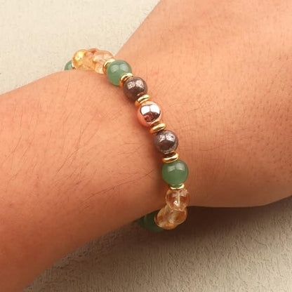KSQS Healing Stone Bead Bracelet for Women, Natural Gemstones Balance Protection Bracelet, Spiritual Crystal Beads Bracelet Anxiety Relief with Meaning Card - color: Success