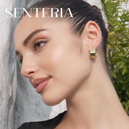Chunky Gold Hoop Earrings Hoop Earrings Thick Gold Hoop Earrings for Women | for Sensitive Ears Gold Chunky Hoop Earrings Hypoallergenic 14K Gold Plated Hoops Non Tarnish Big Thick Hoops 18/25/30mm - color: Gold 18mm