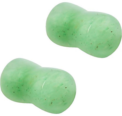 Forbidden Body Jewelry Semi-Precious Jade Double Flare Saddle Plug Earrings, Stone Plugs and Gauges 3mm-25mm (Sold as Pairs)