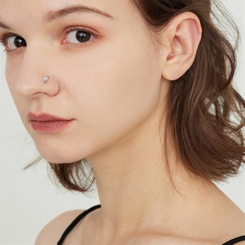 18G Little Devil Heart Lip Ring Stainless Steel Cubic Zirconia Labret Jewelry for Monroe Medusa Tragus Nose Conch Helix Hypoallergenic Cartilage Earring Stud Bar Body Jewelry for Women - color: Clear