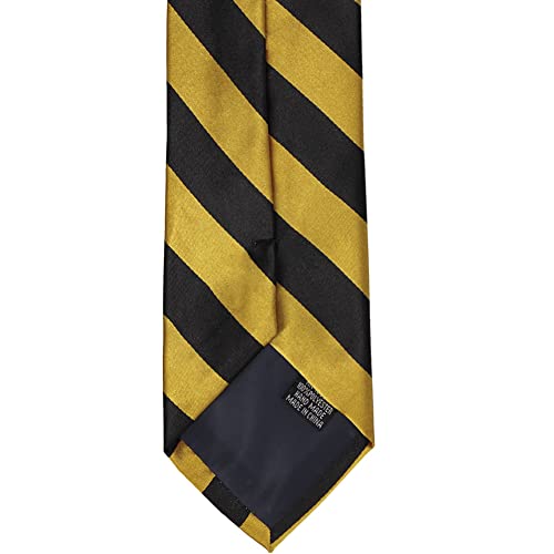 tiemart Men's Striped Tie Standard Length - color: Black and Gold