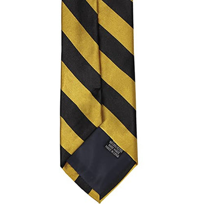 tiemart Men's Striped Tie Standard Length - color: Black and Gold