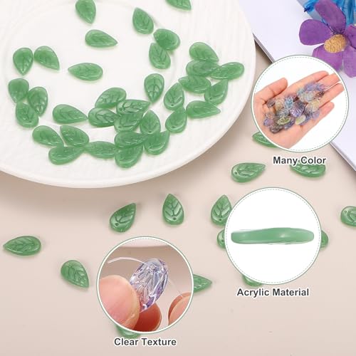 PATIKIL Leaf Beads, 50Pcs Crystal Translucent Czech Glass Beads for DIY Jewelry Making Bracelets Necklace, Jade Green - color: Jade Green