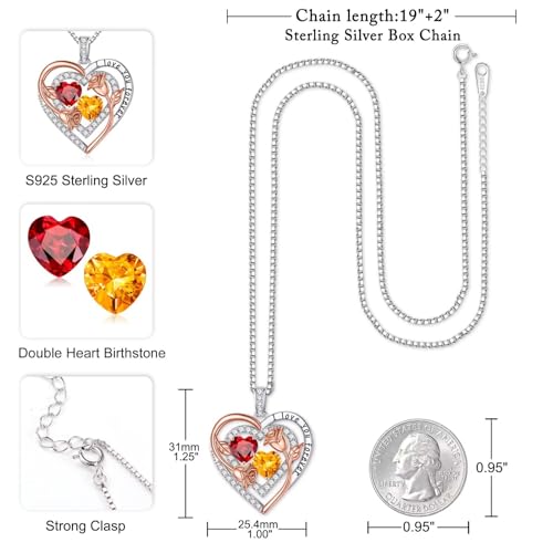 Iefil Birthstone Necklace for Women - Sterling Silver Birthstone Necklace, Anniversary Birthday Gifts for Wife Girlfriend Mom - color: 01-11-Jan-Nov Birthstone