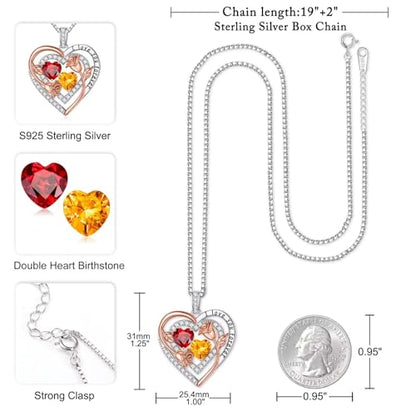 Iefil Birthstone Necklace for Women - Sterling Silver Birthstone Necklace, Anniversary Birthday Gifts for Wife Girlfriend Mom - color: 01-11-Jan-Nov Birthstone