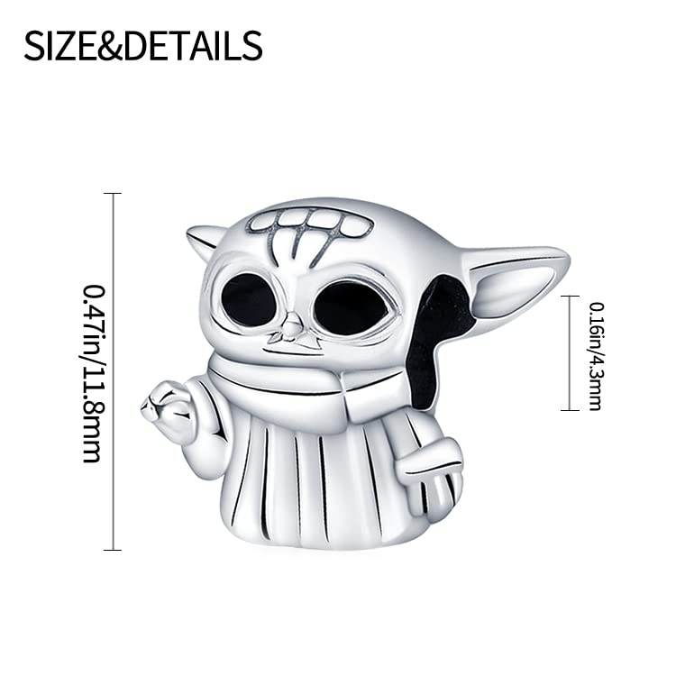 LIGHTDOG 925 Sterling Silve Charms fits Pandora Bracelets Necklace,5A Zircon Dangle Pendant Bead,Mother's Day Gift Jewelry Beads for Women - style: Yoda Charm