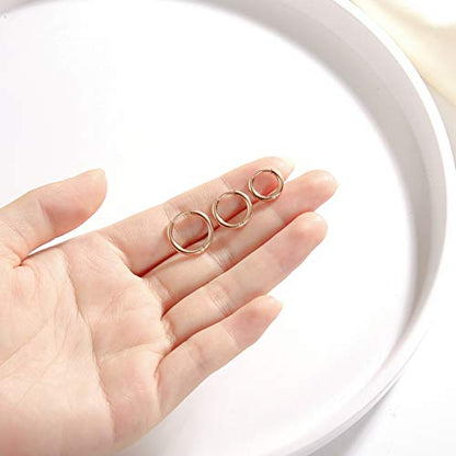 Surgical Stainless Steel Hoop Earrings 8mm/10mm/12mm Small Huggie Hoop Earrings for Women and Men - color: I: Rose Gold (Diameter 8mm/10mm/12mm),3 Pairs