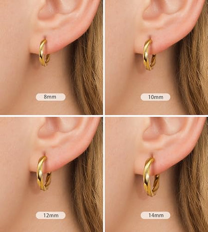 Surgical Steel Small Gold Huggie Hoop Earrings for Women Hypoallergenic - color: F-14K Gold Plated