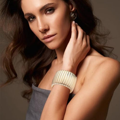 YMBYCM Gold Chunky Bangle Bracelets for Women | Trendy Wide Chunky Cuff Bracelets Wrap Bracelet Fashion Jewelry Accessories - color: F-G