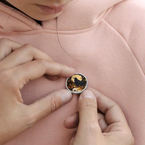 Gothic Raven Flowers Badge Pin Round Badge Metal Button Badges Brooch Lapel Pin for Men Women 1 Inch - color: style-4