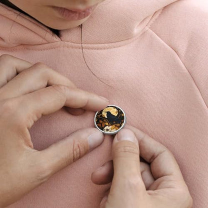 Gothic Raven Flowers Badge Pin Round Badge Metal Button Badges Brooch Lapel Pin for Men Women 1 Inch - color: style-4