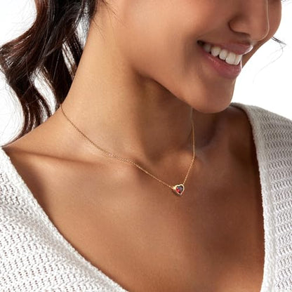 HERIER Cute Heart Necklace Dainty 18k Gold Plated Tiny Heart Pendant Choker Necklaces Small Gold Love Open Heart Chain Necklace for Women Simple Gold Necklace for Women Trendy Jewelry - color: Red Crystals Heart-Gold