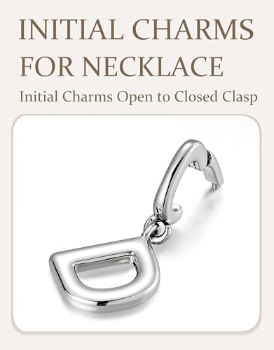 OVRUNS Initial Charm for Women Letter Bracelet Necklace Charms With Clasp | Alloy,nickel,safe for sensitive skin,Pendant with install clasp,fits bracelets with necklaces,great for gift - color: Silver, style: Letter D