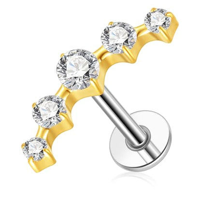 G23 Titanium Flat Back Earrings Studs 20g 18g 16g F136 Titanium Labrets Press Fit Threadless Push In Dainty Cartilage Helix Conch Lobe Lip Tragus Piercing Jewelry Push Back - style: 16G Style K