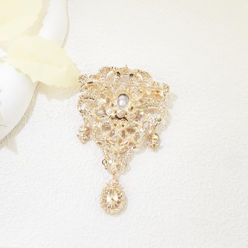 YOQUCOL Retro Austrian Crystal Big Brooch Pin for Women Large Flower Shape Brooches Lapel Pins for Sweater,Coat Dress Accessories - color: A-Deep Purple
