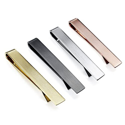 HAWSON 2 inch Tie Clips for Men-Skinny Tie Bar Tie Set for Wedding Anniversary Business and Best Gift for Dad Husband Brother - color: Matte-without Letter