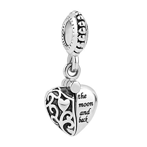 LSxAB I Love You To Moon Back Charm Compatible with Pandora Charms Braceletss Women Silver Dangle - style: Love to Moon