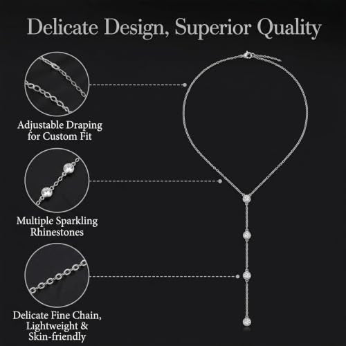 Back Necklace for Backless Dress Rhinestone Body Chain Jewelry for Women Backdrop Necklace Bridal Dress Crystal Wedding Jewelry Gift - color: A2:silver back necklace
