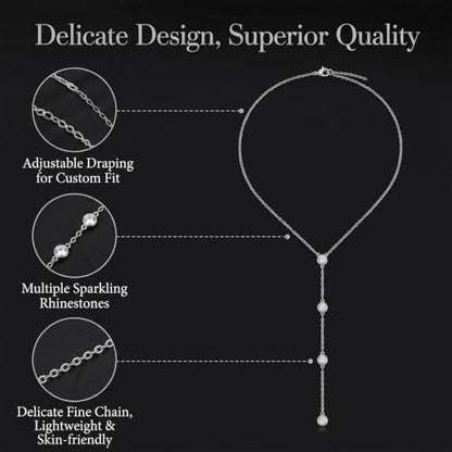 Back Necklace for Backless Dress Rhinestone Body Chain Jewelry for Women Backdrop Necklace Bridal Dress Crystal Wedding Jewelry Gift - color: A2:silver back necklace