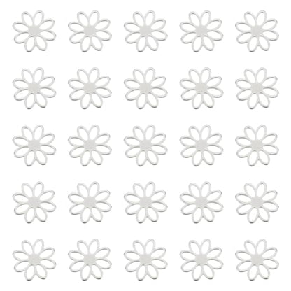 UNICRAFTALE 30Pcs Stainless Steel Connector Charms Flower Linking Pendants Metal Hollow Charm Bracelet Connector Charm Small Flower charm for Earring Necklace Jewelry Making
