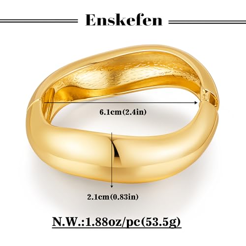 Chunky Gold Bangle Bracelets for Women Trendy Wide Hinged Open Cuff Bangle Bracelet Boho Thick Statement Gold Bracelets Am Cuff Wist Bracelets - color: Wide Irregular Bangle