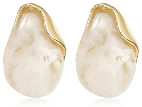 Acrylic Earrings for Women Irregular Resin Drop Earrings Metal Waterdrop Earring - color: White