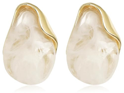 Acrylic Earrings for Women Irregular Resin Drop Earrings Metal Waterdrop Earring - color: White