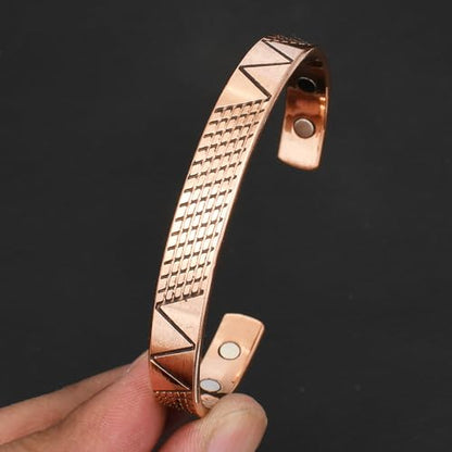 Pure Copper Cuff Bangle Bracelet 100% Solid, Raw & Uncoated Handmade Bracelets Jewelry Cuff Gift Bangle for Women & Men - color: Copper Cb-111